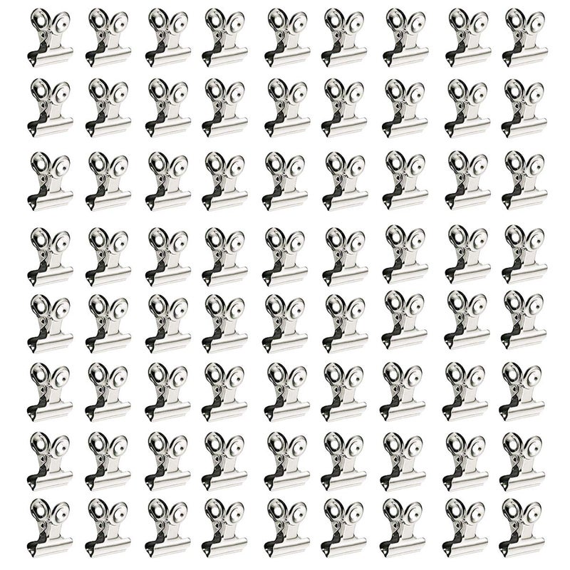 XMHF 72Pcs Mini Bulldog Clip, Silver Stainless Steel File Money Binder Clips Clamps/Metal Food Bag Paper Clips for Paper Organizers, Photo Wall Decoration, Home and Office Decoration, 0.87inch Wide - Image 1